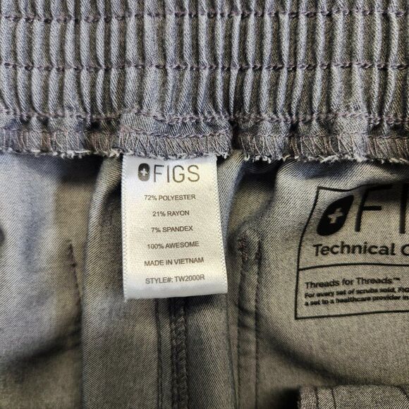 Figs Scrub Pants Womens Medium Gray Yola Skinny Leg Zip Cargo Blue Drawstring - Picture 13 of 16